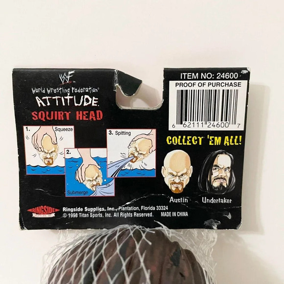 Vtg 1998 WWF Undertaker Ringside Supplies Squirt Head Attitude Flaws - Picture 5 of 13
